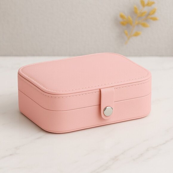 🆕Chic & Secure Pink PU Leather Jewelry Organizer | Multi-Layer Storage Box - Picture 3 of 12